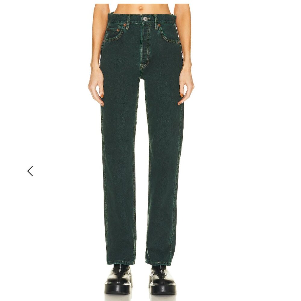 RE/DONE 90s High Rise Loose Jeans in Evergreen Dipped Size 30